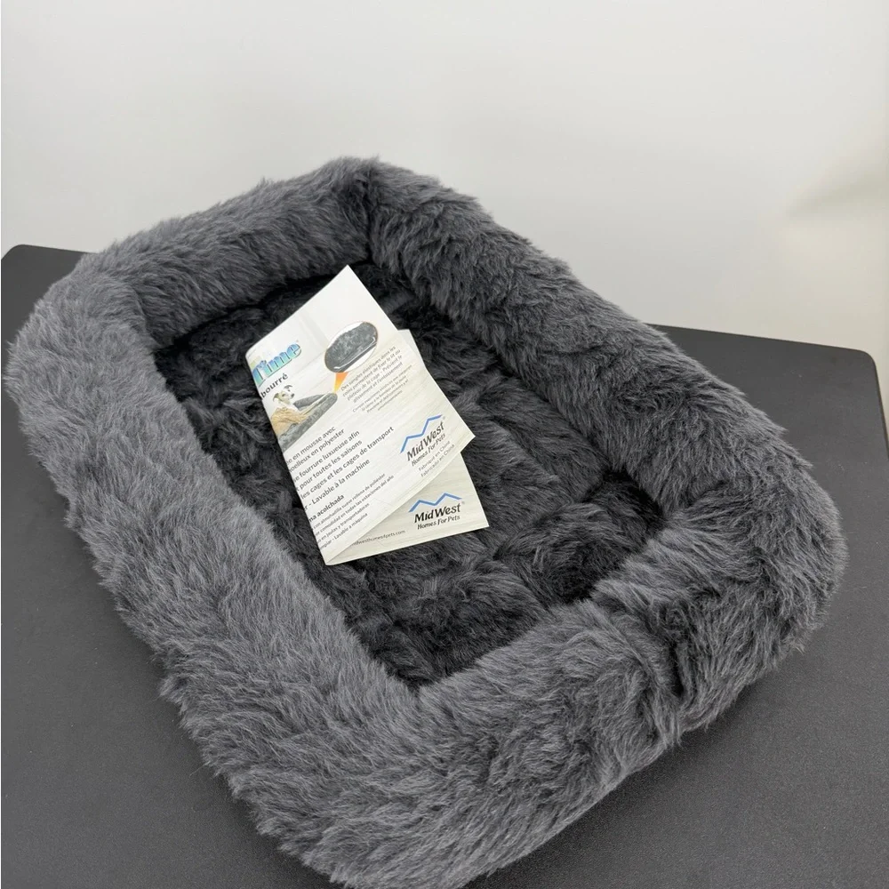 MidWest Homes for Pets Bolster Dog or Cat Bed 18L-Inch Gray Comfortable Bolster